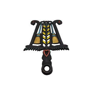 Vintage 1951 JZH Cast Iron # 10 Grain and Tassel Trivet with Heart Handle